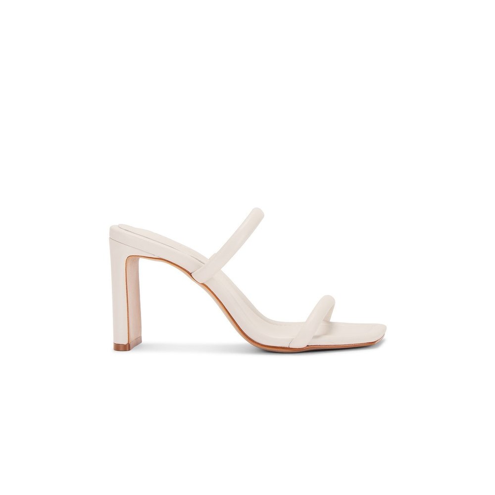 New Schutz Ully Tab Sandal in Pearl white leather block chunky heel open toe